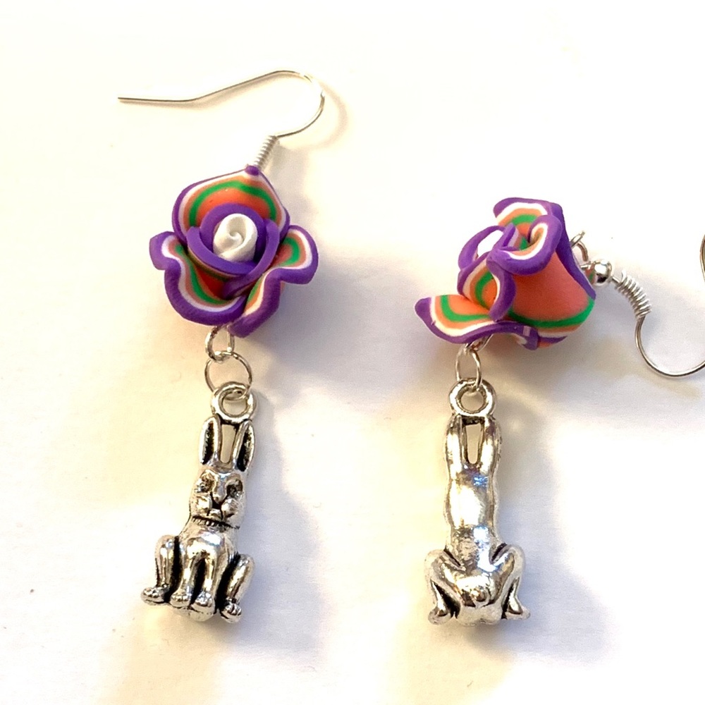 Bunnies and Flowers Earrings